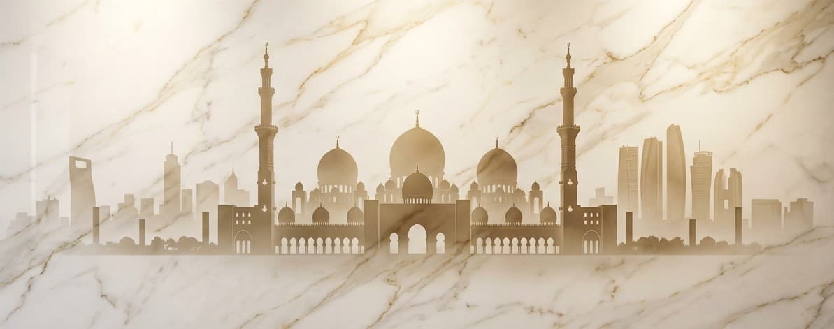 Abu Dhabi Skyline on Luxury Marble